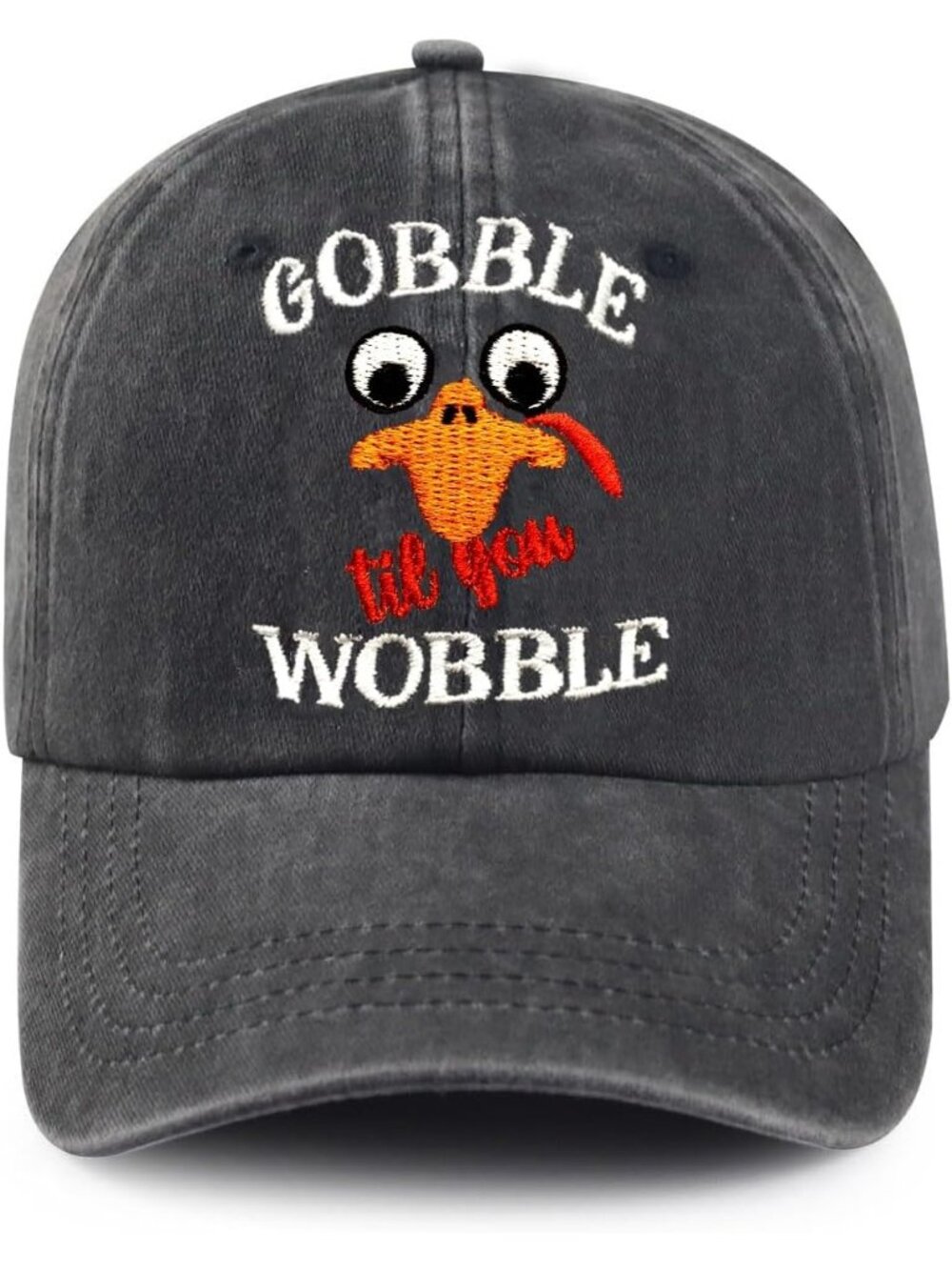 Unisax Thanksgiving Black Believe Embroidered Adjustable Washed Baseball Cap